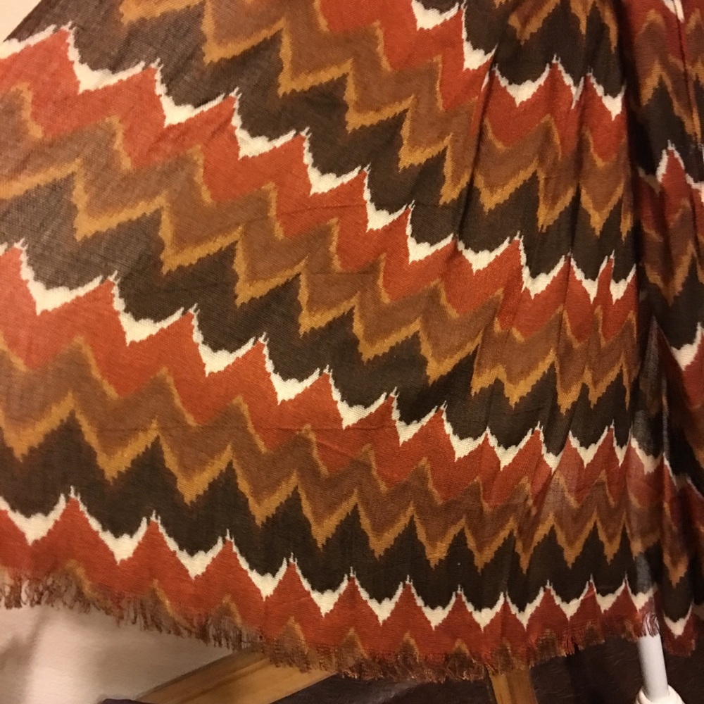 Curations Brown Chevron Pattern Scarf Wrap 78”L - image 4